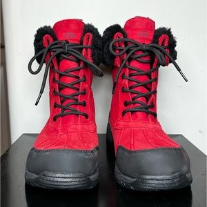 UGG NEW Men’s Butte Waterproof Leather Cuffed Winter Snow Boot Samba Red Sz 10.5